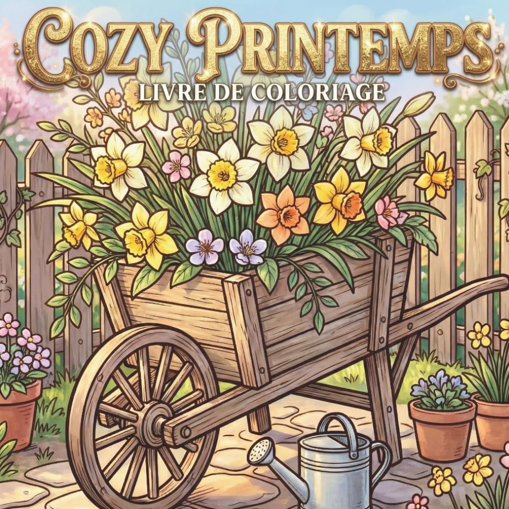 livre de coloriage Cozy printemps: 30 Illustrations cozy pour une Évasion Créative et Relaxante - Adultes, Adolescents et Tous Âges,