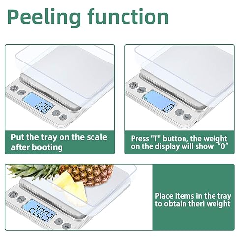 Miniatura 4 de Báscula digital de alimentos mejorada de tamaño más grande, pesa gramos y onzas, báscula de cocina de 22.0 lbs0.04 oz para cocinar hornear, báscula