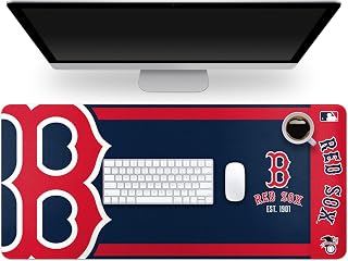 MLB Official Established Primary Logo Wordmark Home Office Desk Pad Mouse Pad Mat 35" x 16" (Boston Red Sox, Boston Red Sox)