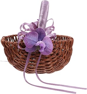 Wedding Flower Girl Basket Plastic Rattan Handheld Basket | Lightweight, Wear Resistant Build, Trendy Style, for Weddings and Special Occasions, Practical Decor Use
