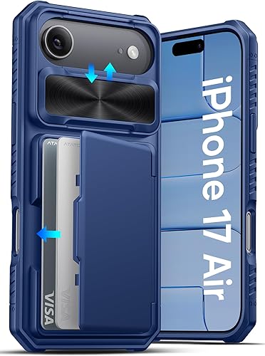 Miniatura 28 de ATATOO Funda para iPhone 16 con tarjetero (almacena 3-5 tarjetas) [bloqueo RFID] y funda para cámara deslizante, protección de grado militar, funda