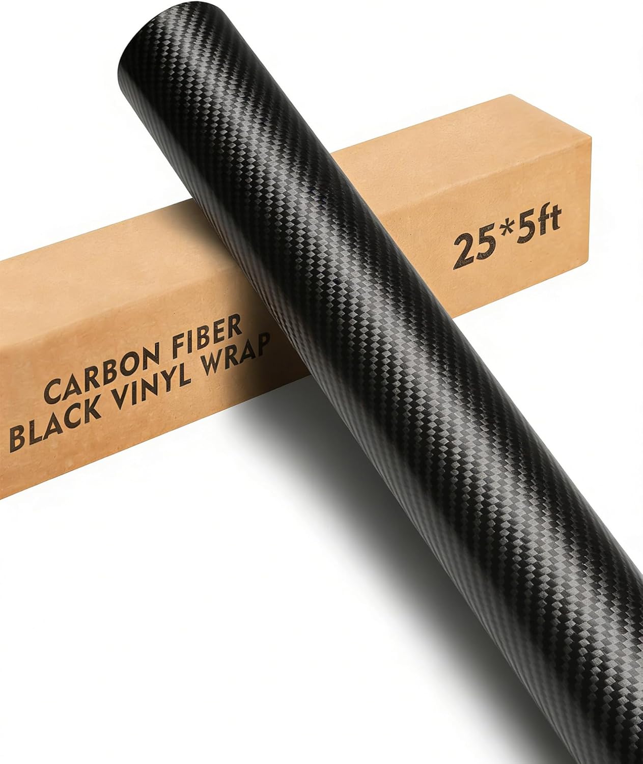 3D Carbon Fiber Vinyl Wrap for Cars, 25ft x 5ft Car Vinyl Wrap Roll for Car Body Protection, Scratch Resistance with Air Release Technology(Carbon Fiber Black)