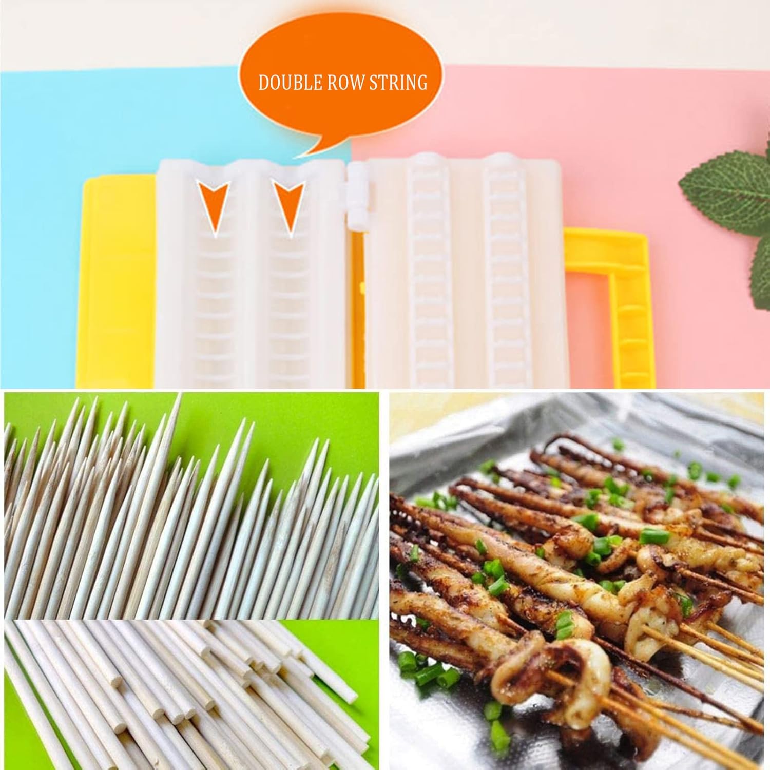 BBQ Meat Skewers, Bamboo Skewers 25cm X100 Wooden Kebab Skewers for BBQ Kebabs