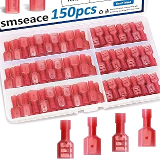 smseace 150Pcs Spade Quick Disconnect Connectors 22-16 AWG Quick Connect/Disconnect Connectors for Auto,Boat,Industrial Application