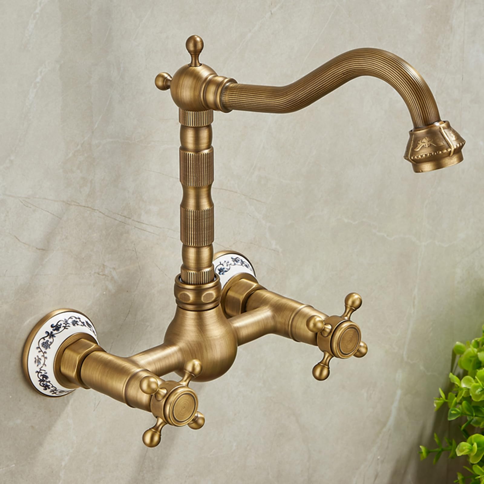 Mitigeur lavabo ancien laiton authentique et robinet vintage mural haut de gamme