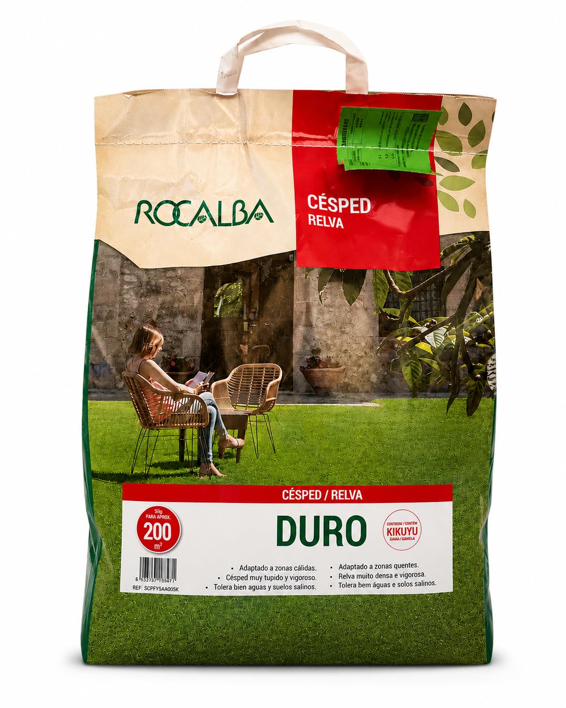 Semillas De Césped Con Kikuyu Duro Saco 5 kg – Resistente Pisoteo, Sequía y Agua Salina, Bajo Mantenimiento, Zonas Secas, Suelos Difíciles y Jardín Mediterráneo, Cobertura Hasta 200 m² | Nexum Market