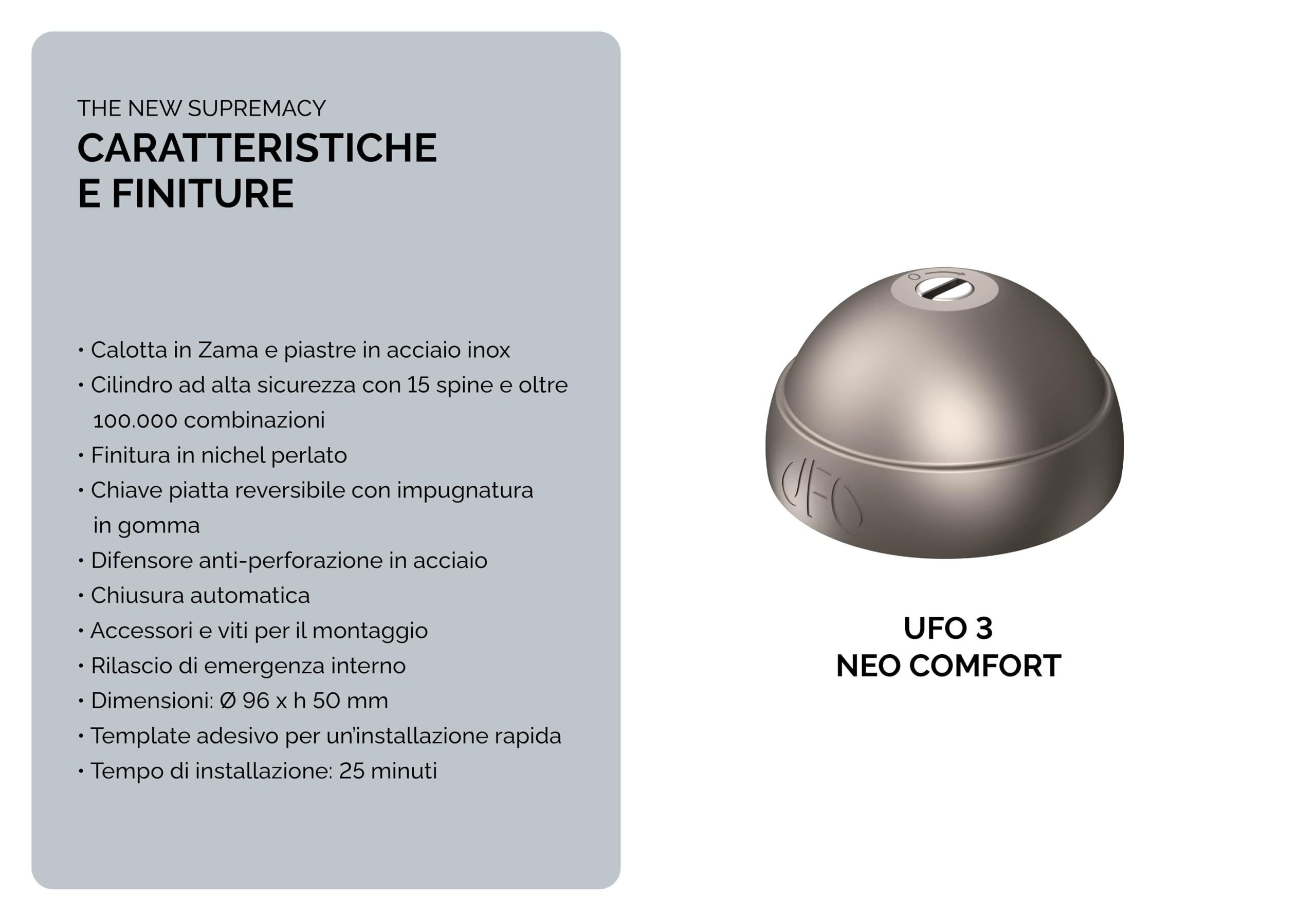 UFO MERONI SERRATURE Ufo 3 Neo Comfort Serratura Antiscasso Alta Sicurezza Furgoni Veicoli Commerciali Leggeri