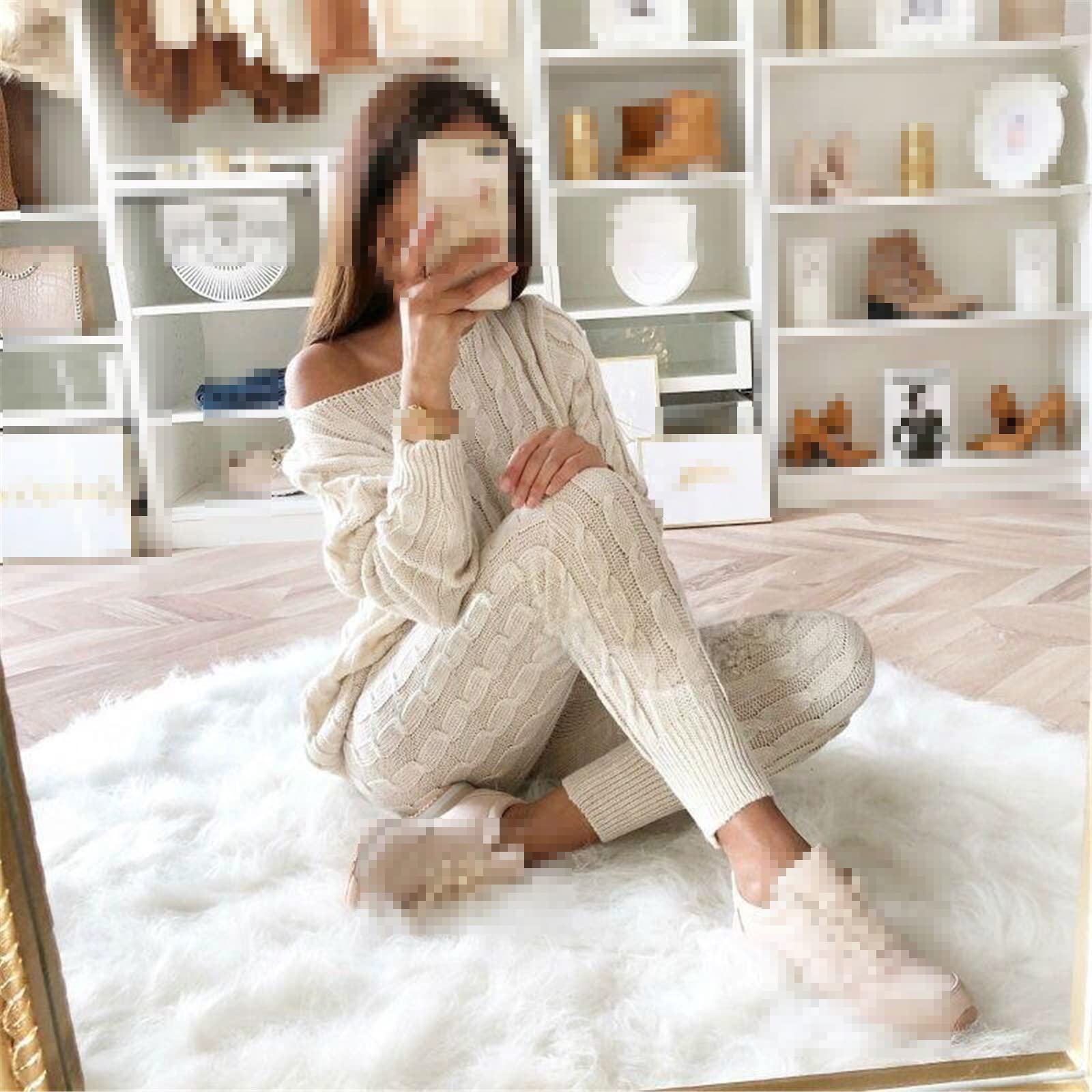 Dzianinowy sweter i spodnie dwuczęściowy zestaw damskie ponadwymiarowe krótkie topy spodnie sweterkowe 2-częściowe zestawy damskie dres zestaw