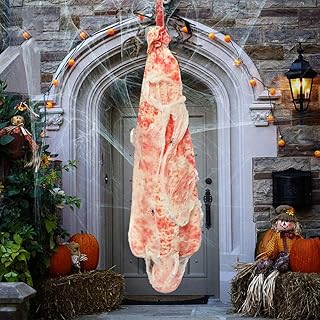 Halloween Decorations Dead Victim Props Bloody Body in Bag Prop Hanging Body Scary Bloody Gauze in Bag Creepy Haunted House Halloween Outdoor Decor Set Patio Yard Tree Haunted House Decor 71 Inches