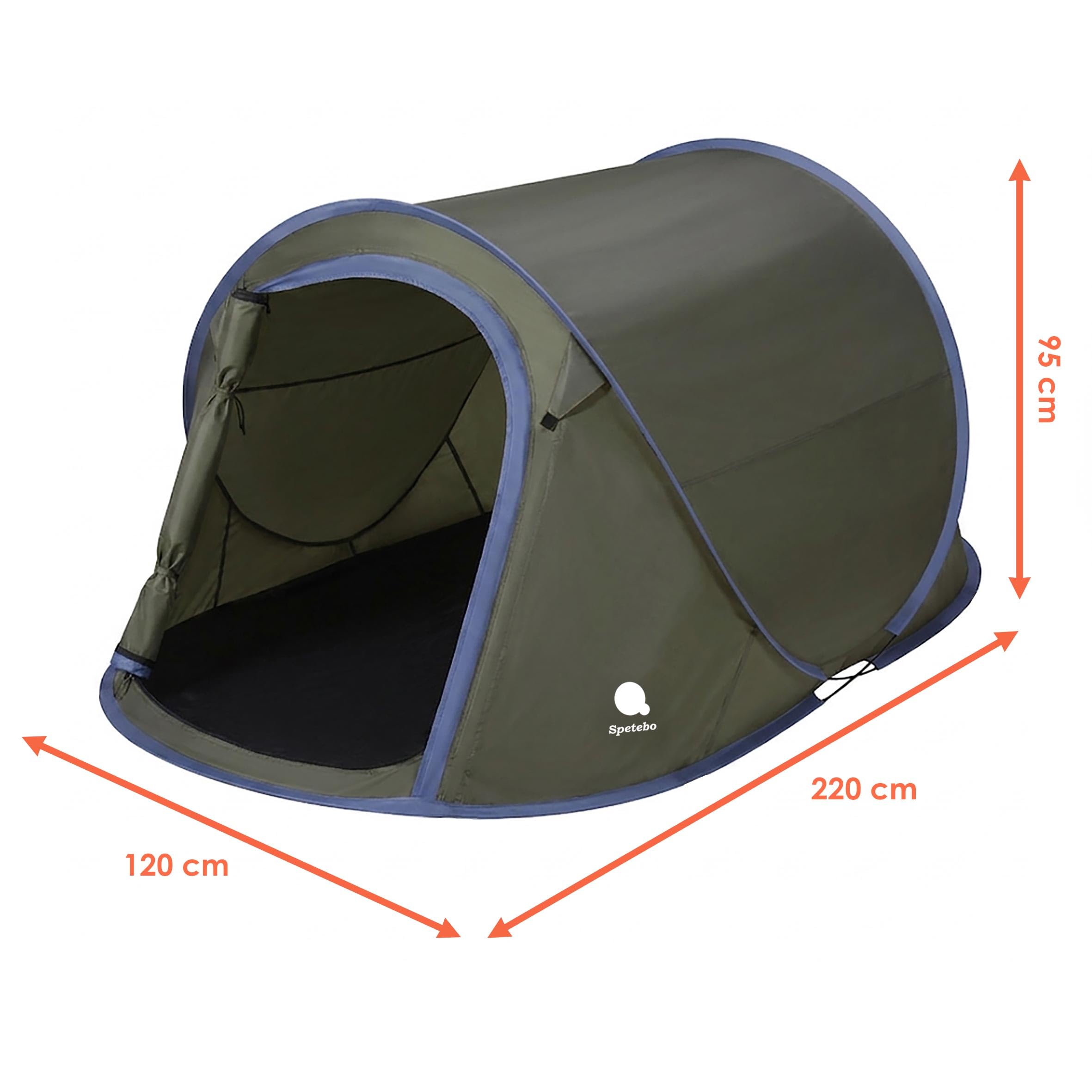 Pop Up Wurfzelt für 2-3 Personen in blau, grün oder Silber - Trekking und Camping Sofortzelt - Automatisches Sofortzelt Einhandzelt Zelt inklusive Heringe + Spannseile wasserdicht