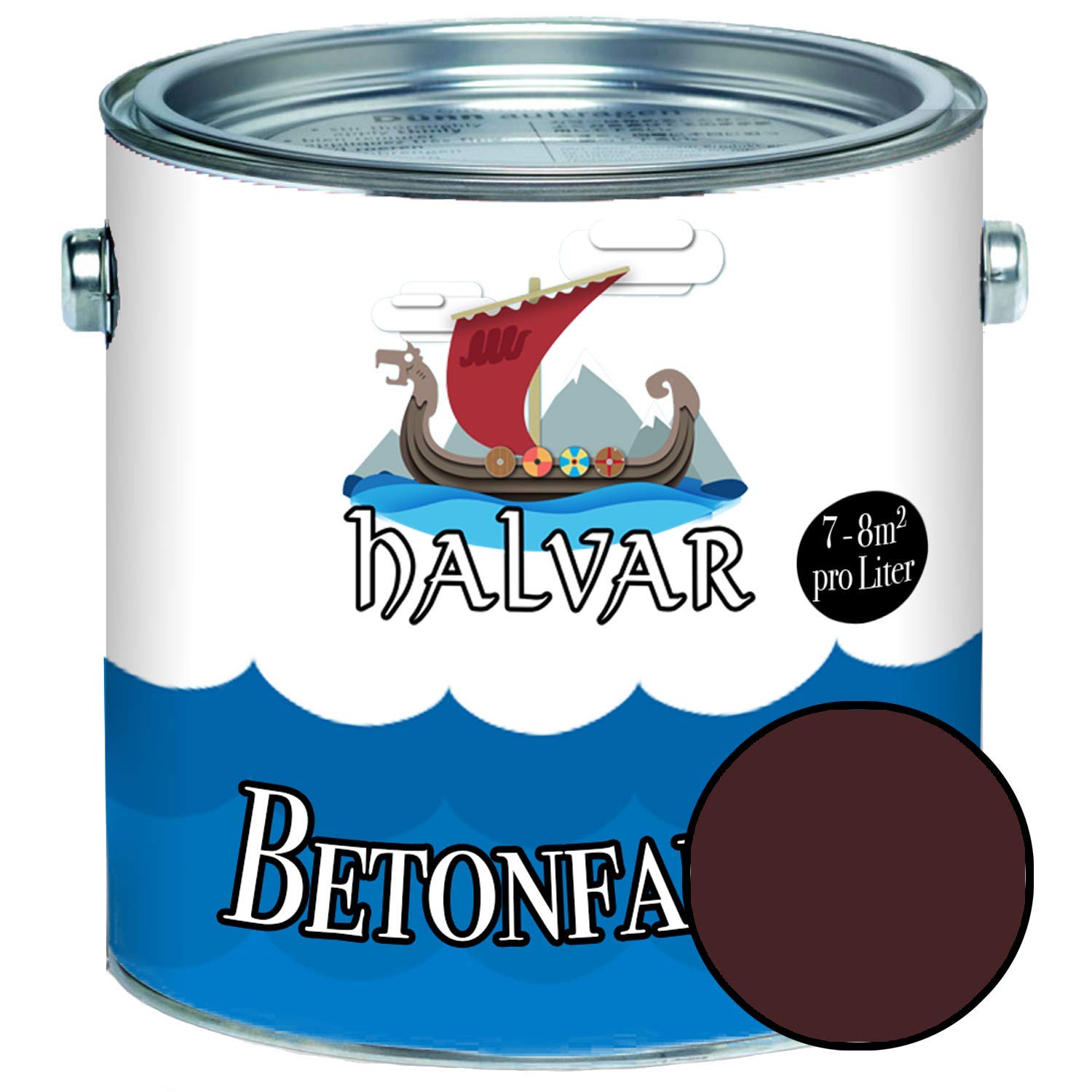 Halvar Betonfarbe/Bodenbeschichtung SEIDENMATT Rot RAL 3000-3031 Fassadenfarbe (2,5 L, RAL 3007 Schwarzrot)