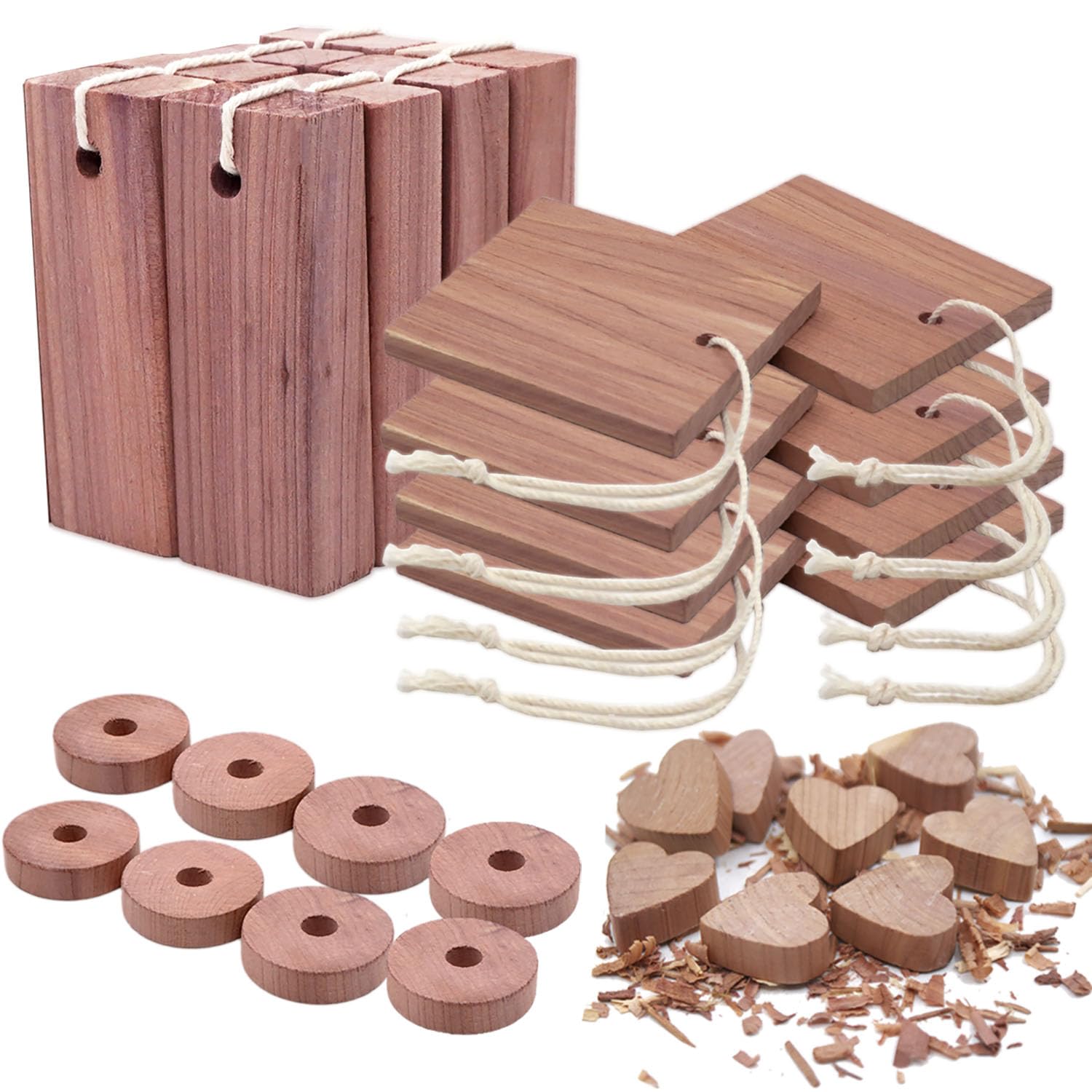 32 Pcs Cedar Wood Blocks for Closet Protection, Aromatic Cedar Chips 100% Pure Cedar Wood Planks for Clothes Storage, Boxes, Bins and Drawers