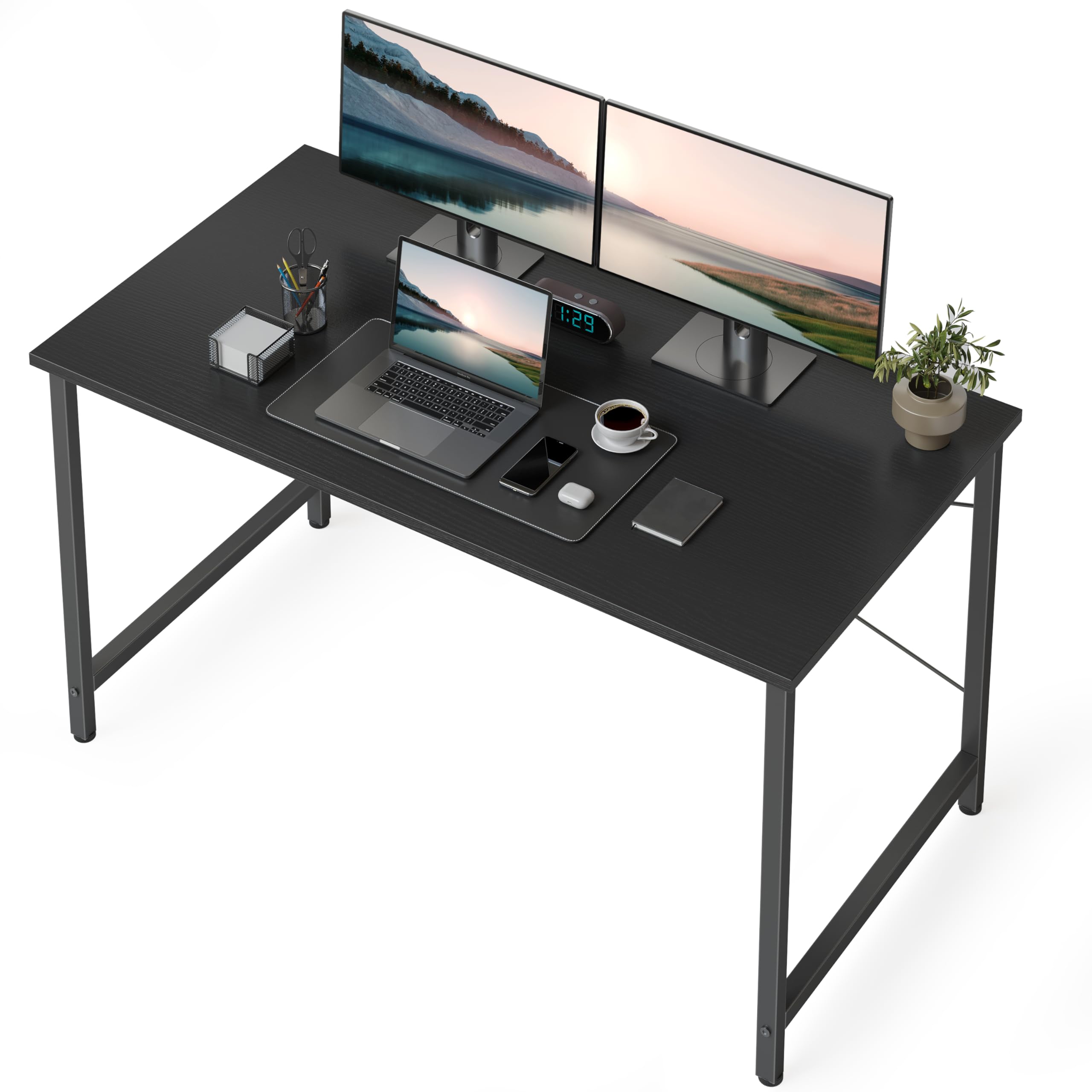 CubiCubi Computer Desk 40" Study Writing Table for Home Office, Modern Simple Style PC Desk, Black Metal Frame, Modern Black