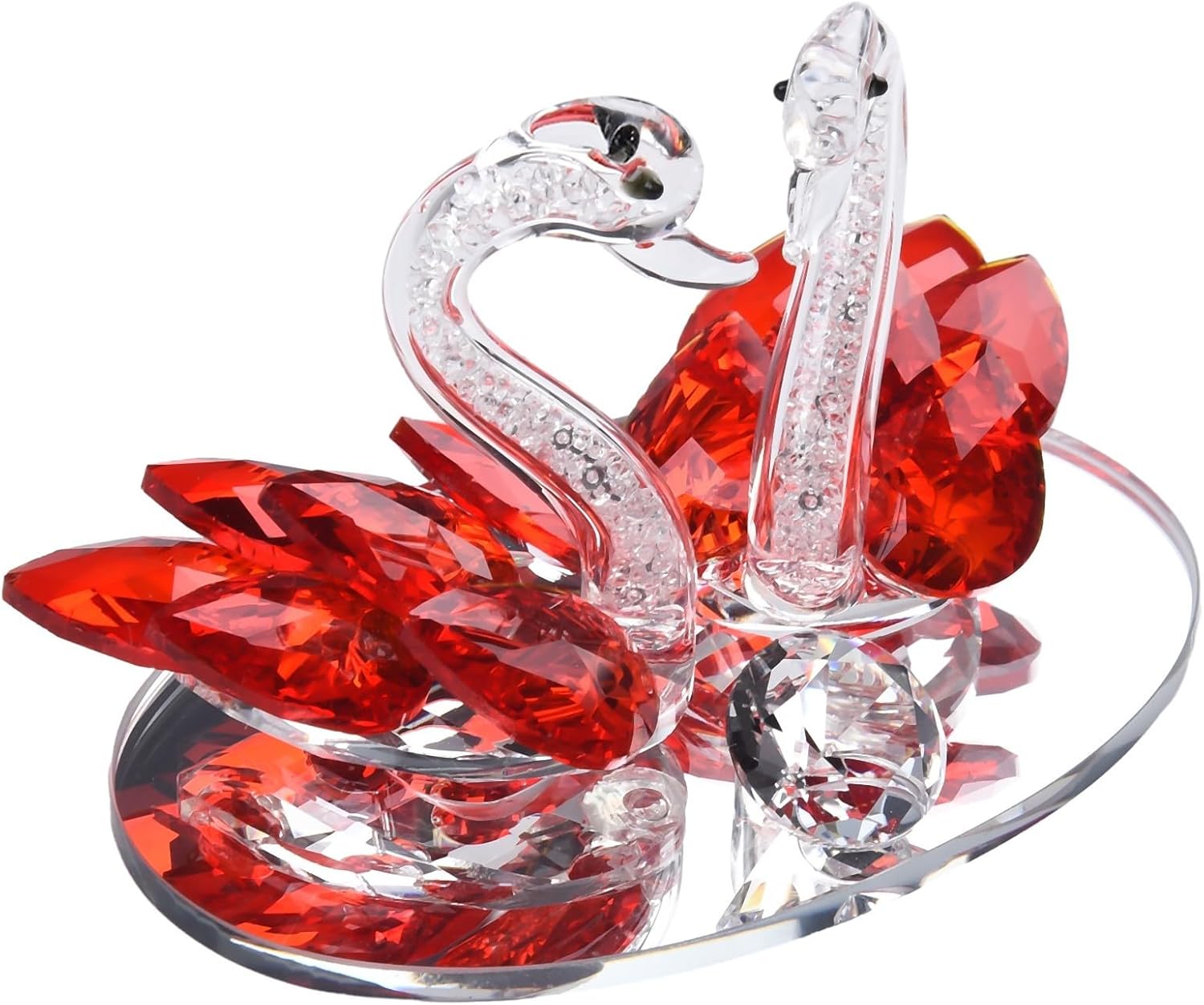 Crystal Swan Figurine Collection Table Centerpiece Ornament, Crystal Collectible Figurines for Christmas, Birthday, Party, Valentine's Day, Anniversary (Red) - Image 9