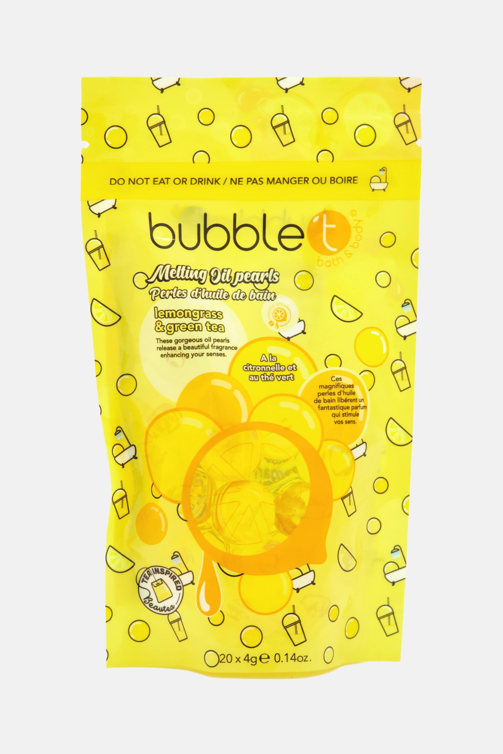 bubble t cosmetics Bath Oil Beads – Bubble Bath Accessories for Women – Soothing Lemongrass Fragranced Water Beads for Relaxation