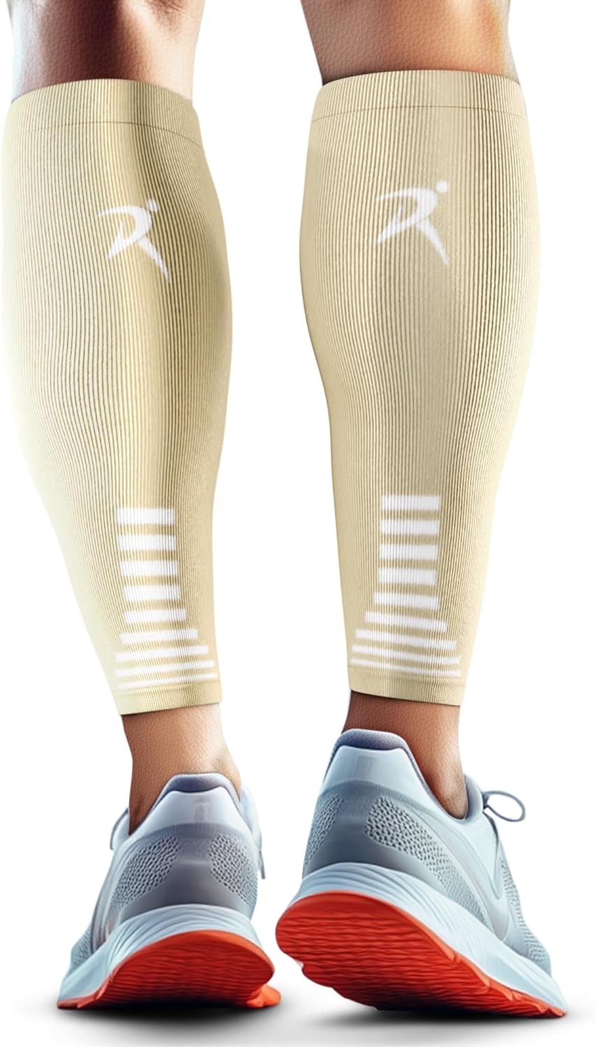Rymora Calf Compression Sleeves Men Women - Leg Compression Sleeve Footless Socks - Shin Splint Relief Fitness Running