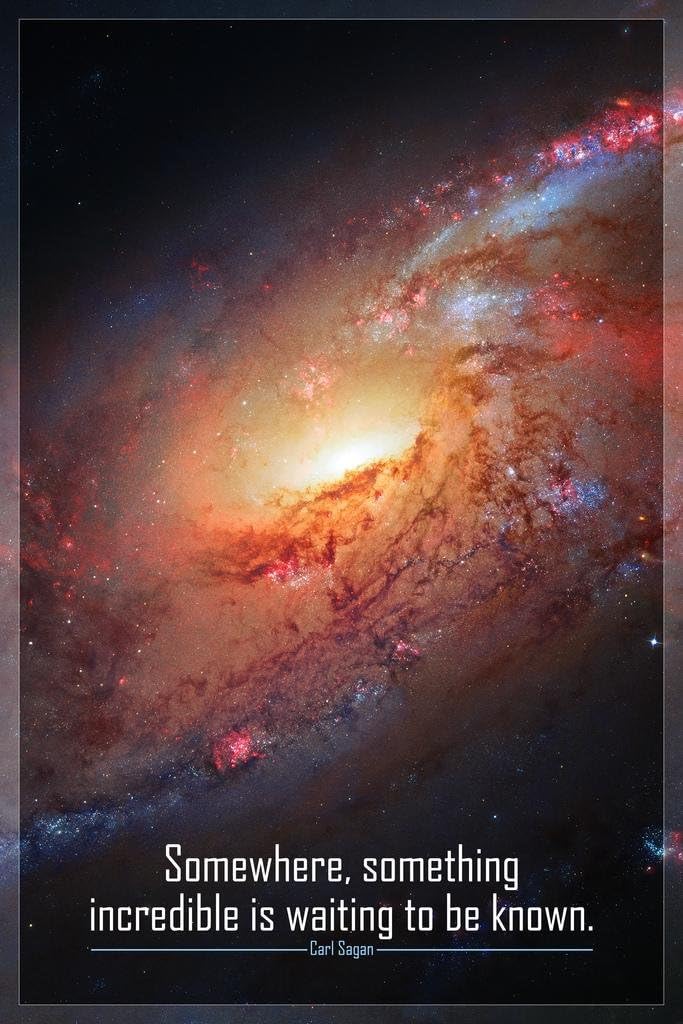 Laminated Carl Sagan Poster Somewhere Something Incredible is Waiting To Be Known Science Outer Space Posters Motivational Inspirational Quote Universe Hubble Poster Dry Erase Wall Art 24x36