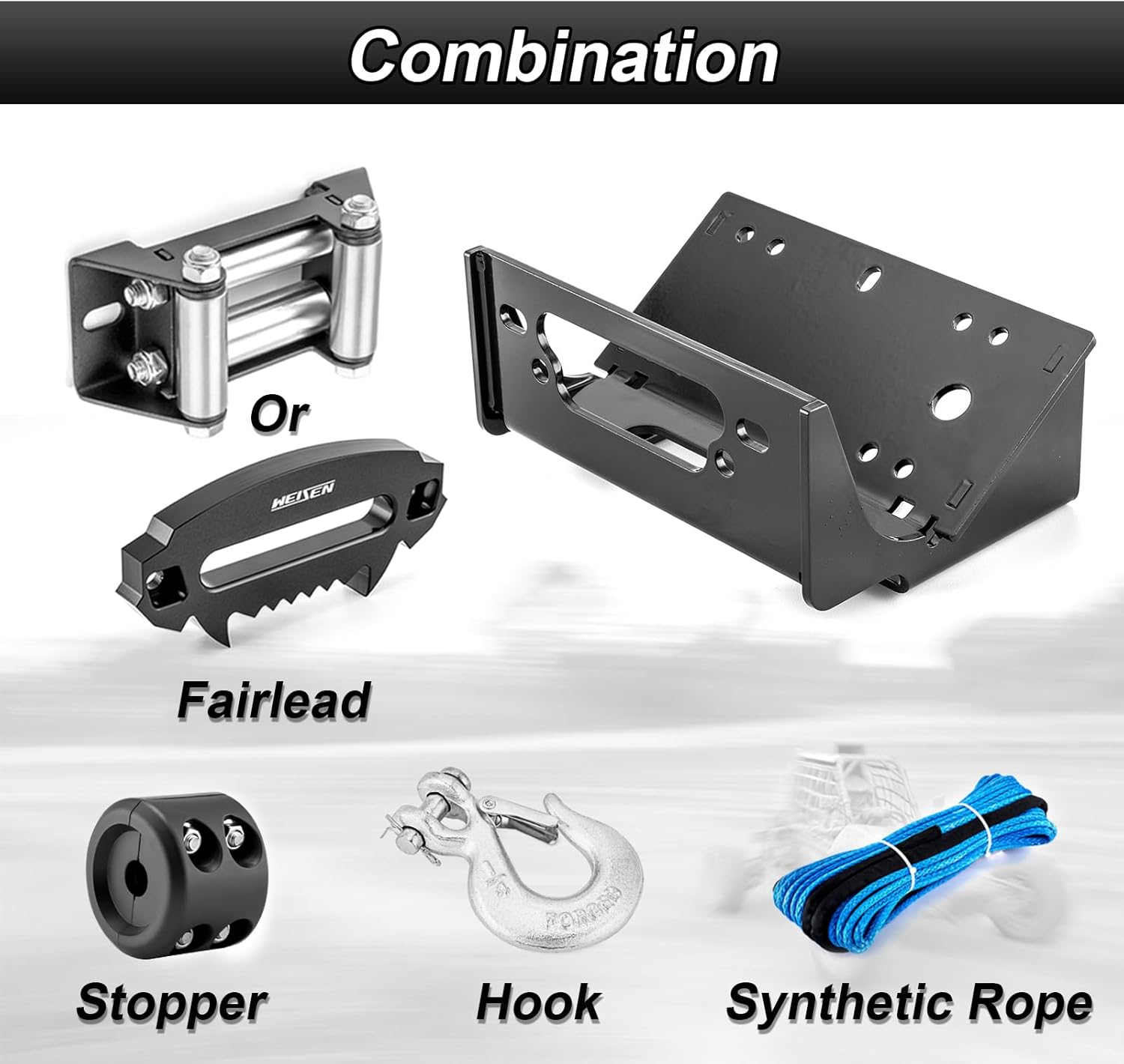 Winch Mounting Bracket with 4 7/8"(124MM) Winch Roller Fairlead Cable Guide for 2000-3500 LBS Compatible with Kawasaki Teryx 4 750 800 2012-2025