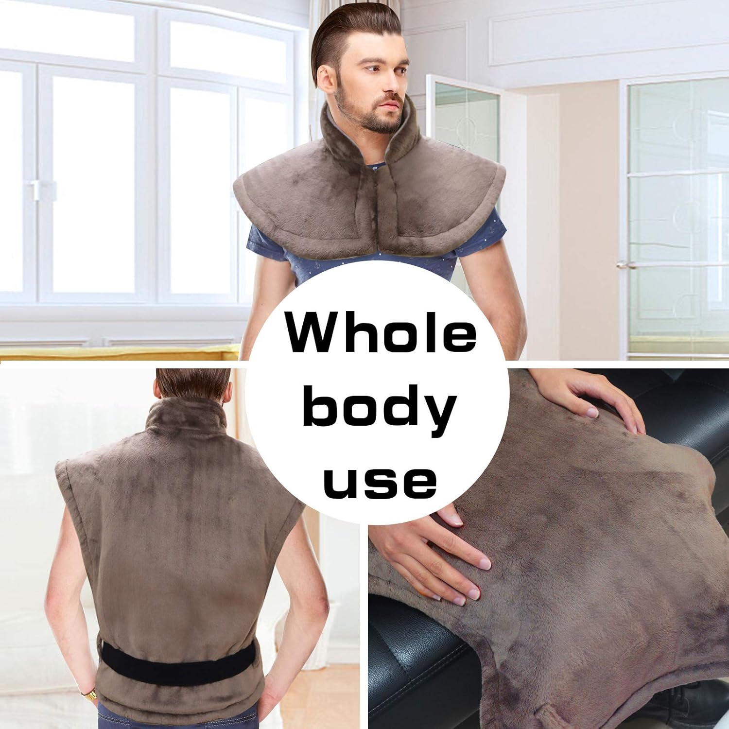 Heating Pad for Back Pain Relief, 38"x26" Large Electric Heating Pad for Neck and Shoulders with 2 Hour Auto Shut-Off, 3 Heat Settings, H-002