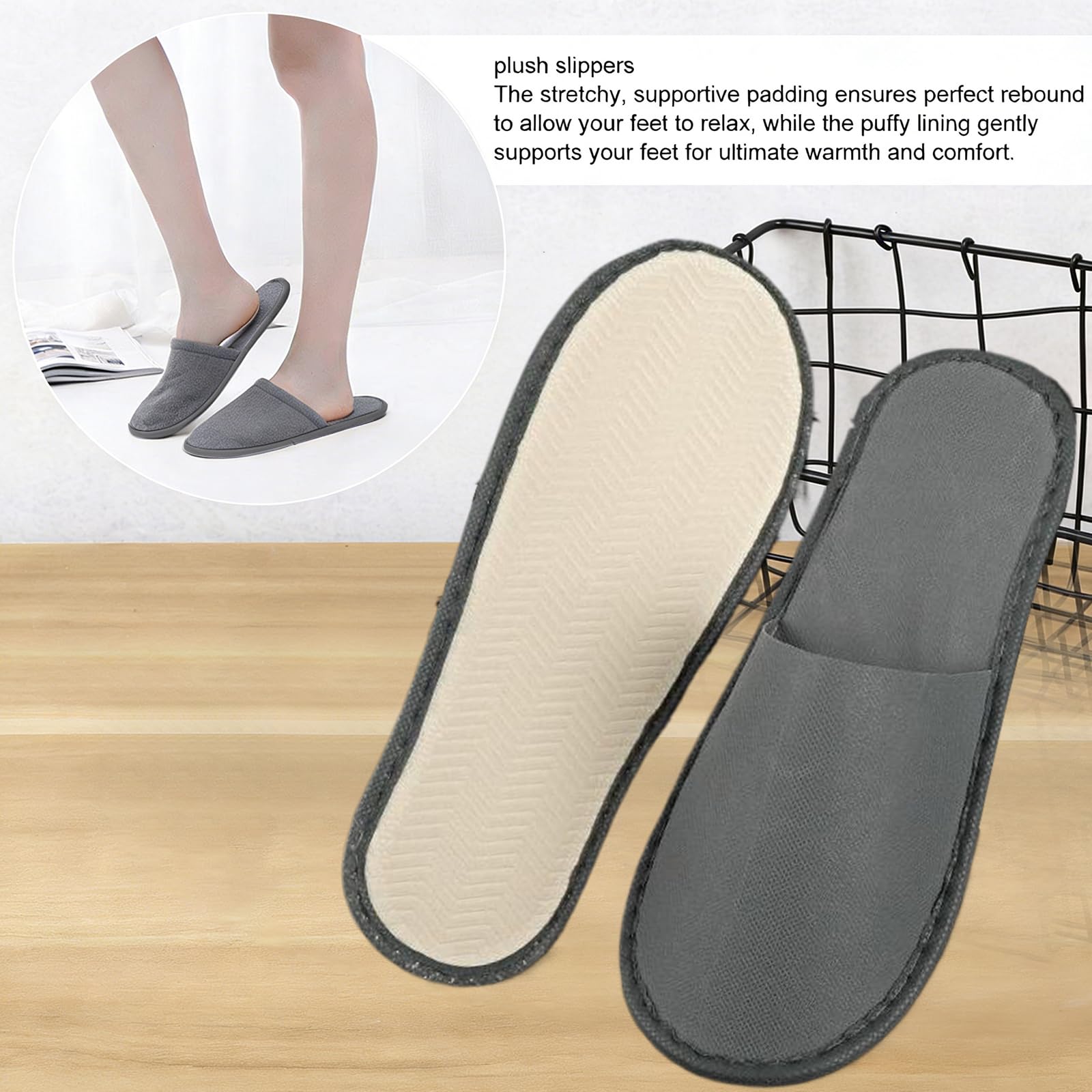 Ciabatte Ospiti,4 Paia Pantofole Ospiti,Ciabatte da Viaggio,Pantofole Chiuse,Pantofole Monouso per Hotel,Antiscivolo,Lavabili,Spugna Premium,Misura Universale,per Unisex,Viaggi,Casa,Spa,Hotel