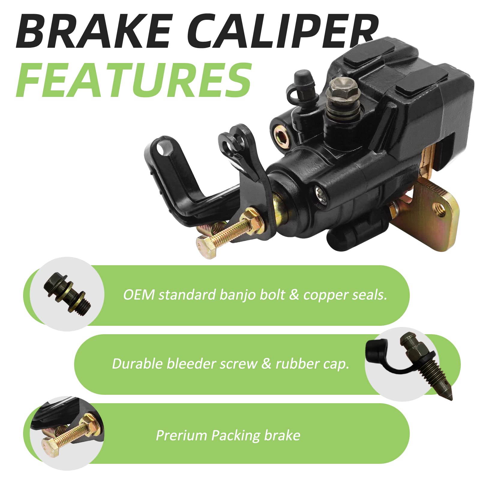 Rear Brake Caliper & Pads For Kawasaki KFX400 KSF400 ATV 2003-2006 - With Bracket