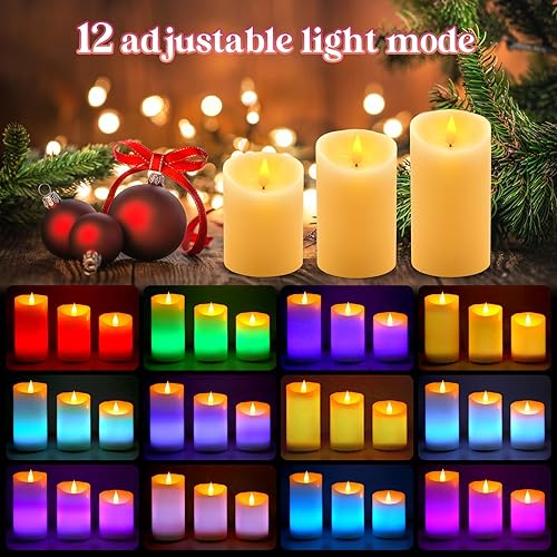 Miniatura 9 de 6 velas LED de cera real recargables sin llama, color blanco cálido, control remoto, 2 pulgadas de profundidad x 4 pulgadas de alto, brillo