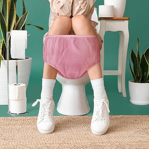 Vista 57 de 9 piezas de pantalones de plástico impermeables para incontinencia, a prueba de fugas, ropa interior para adultos (L, negro)