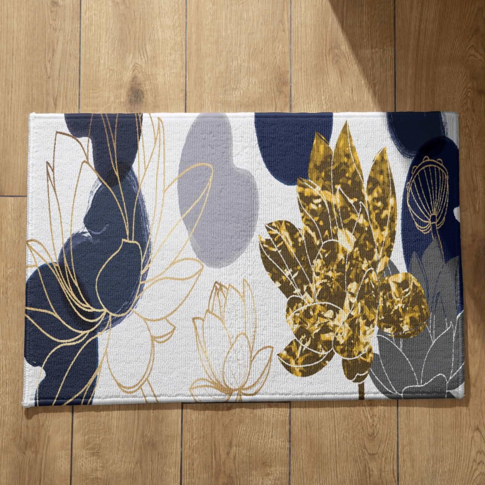 Tapis d'entrée intérieur fleurs flanelle douce 50x80cm et tapis de cuisine original