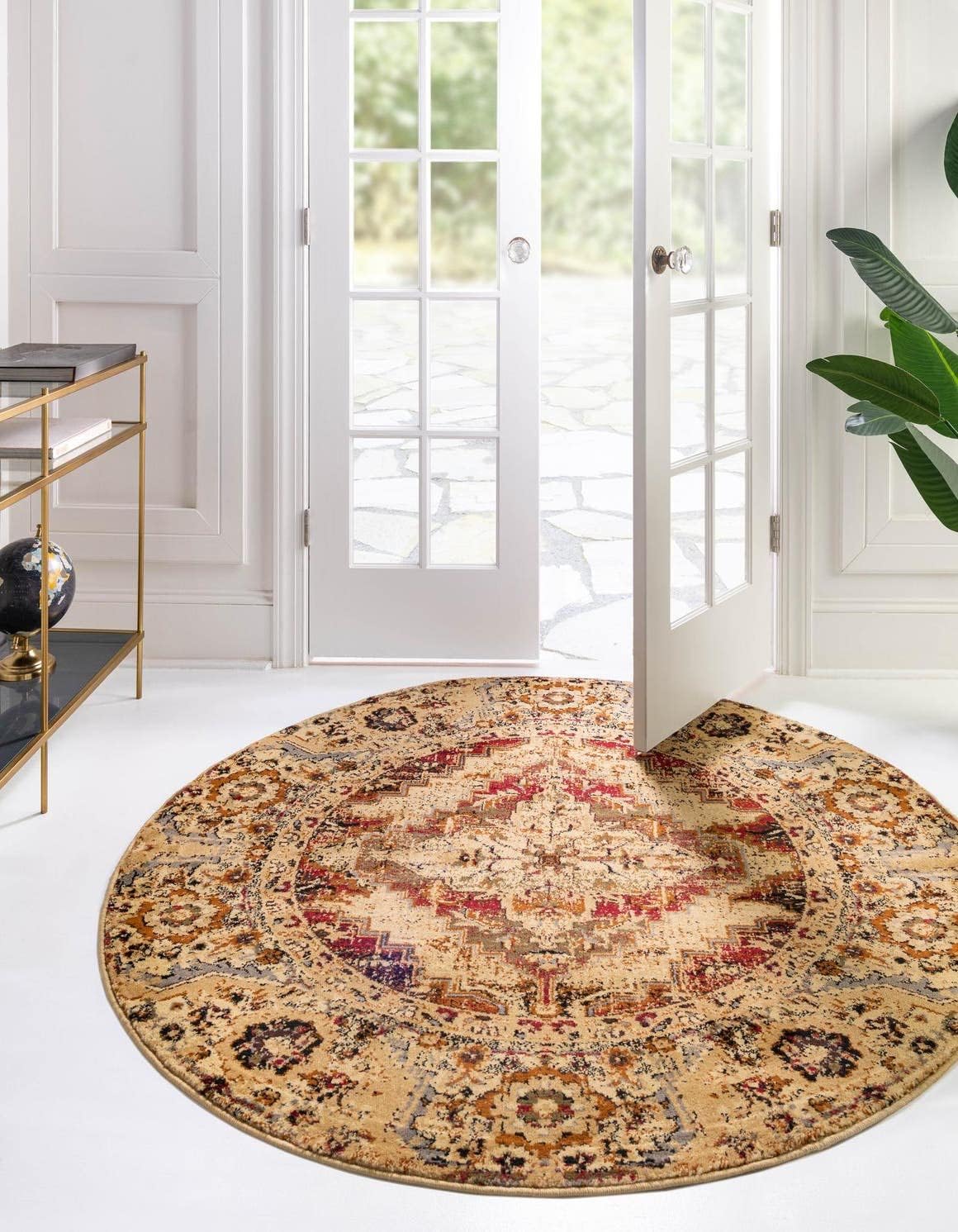 Unique Loom Saturn Collection Area Rug - Evo (Octagon 3' 3" x 3' 3", Burgundy Beige/Black)