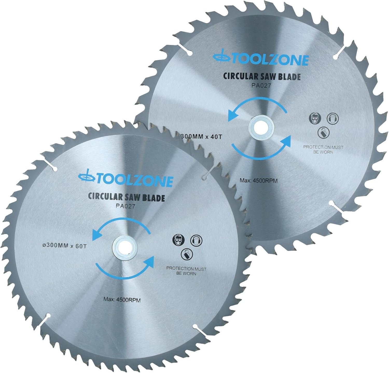 2pc 300mm x 30mm TCT circular saw blades 40 and 60 teeth with adapter ring TE517