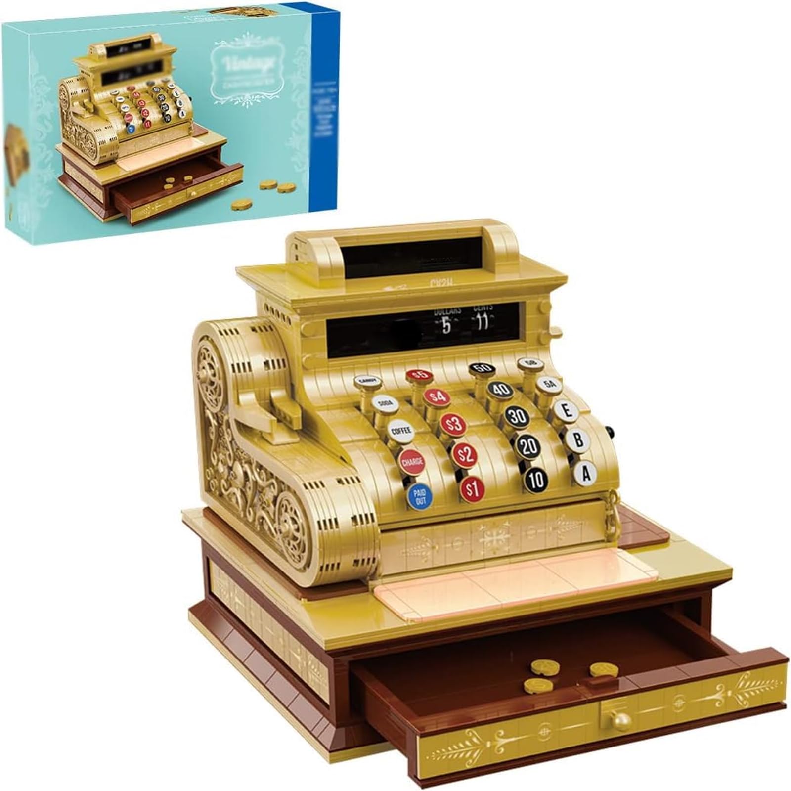 Set Di Modelli Di Registratore Di Cassa Retrò, 1630 Pezzi, Modello Di Registratore Di Cassa Vintage, Completamente Equipaggiato, Stile Europeo E Americano, Materiale Abs Di Alta Qualità Per Bar