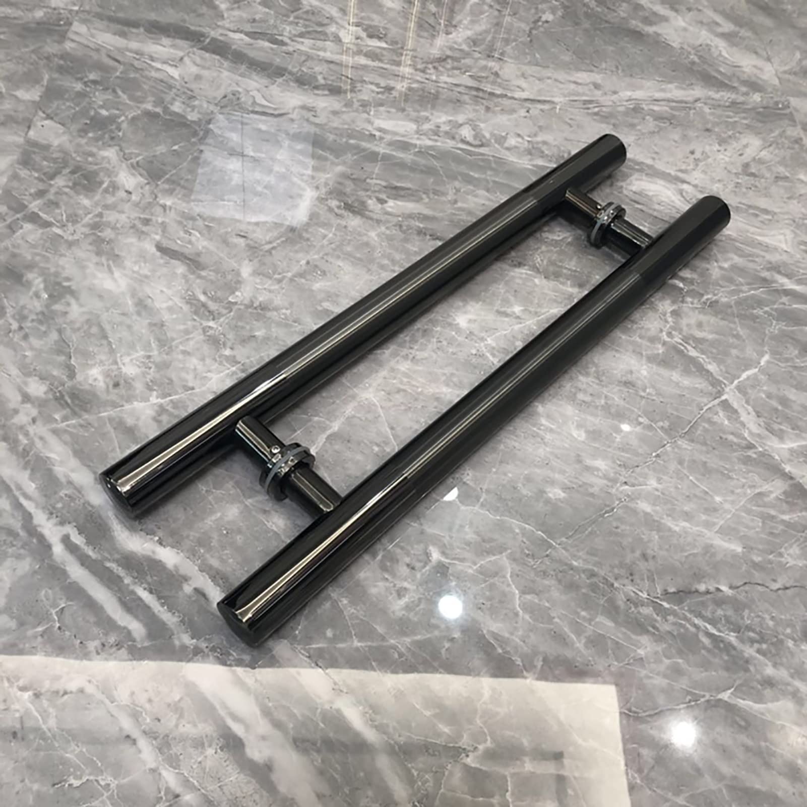 BHGFYXBS Stainless Steel Sliding Barn Door Handle H Shape Pull Push Solid Door Knob Interior Exterior Glass Door Handle,Black-80Cm/31.5,Black-80cm/31.5