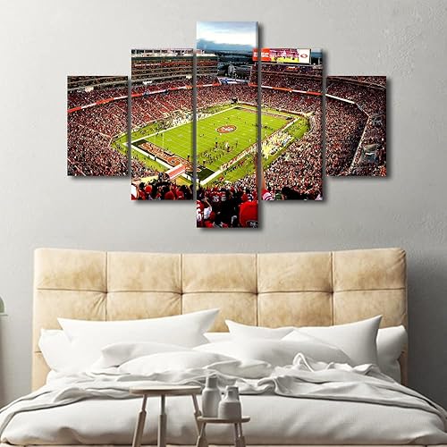 Vista 171 de Cuadros de estadios deportivos de fútbol americano de Minnesota, cuadros de vikingos, 5 paneles, lienzo para pared, arte de pared del estadio