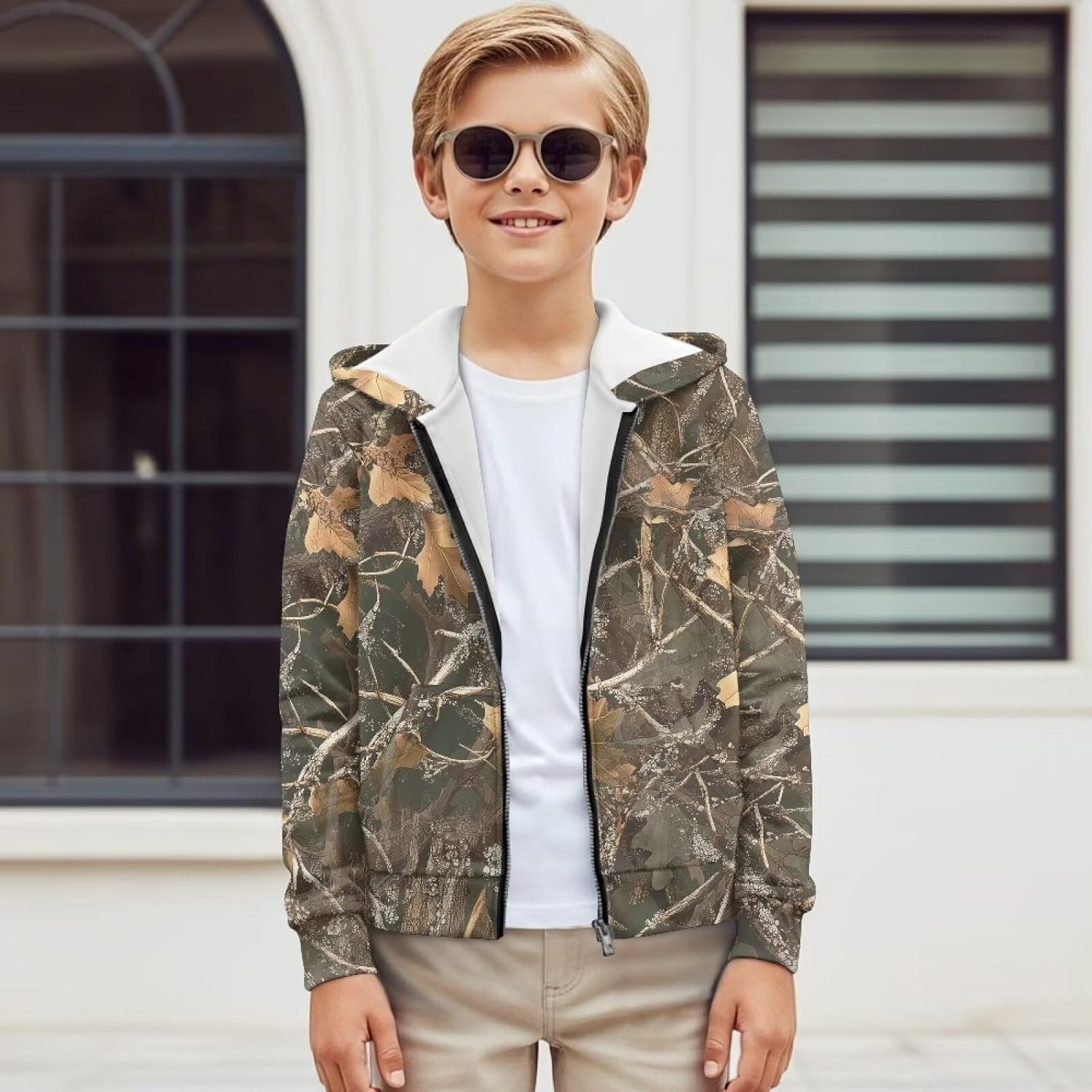 Kids Zip Up Hoodies Long Sleeve Casual Elastic Sweatshirt Fleece Warm Fall Winter Jacket Soft Loose Comfort Tops