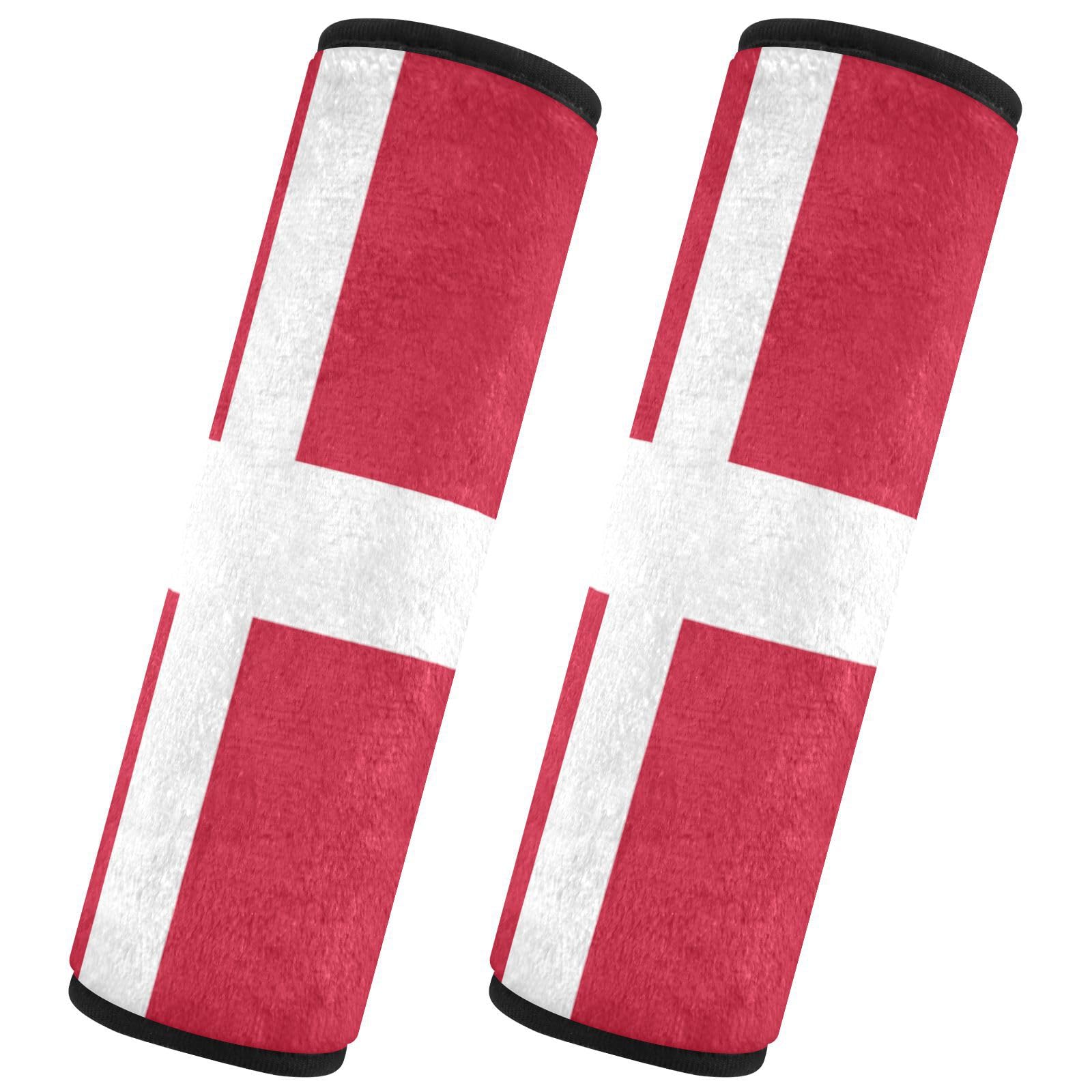 EtherSpher Flag Denmark Child seat Belt Strap Cover, Stop seat Belt Cutting into Neck, car Seatbelt Cushion for Auto Airplane SUV funda para cinturón de carro 2 Pack
