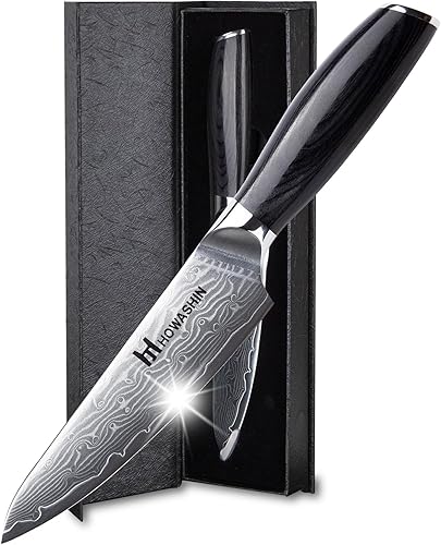 Miniatura 8 de Cuchillo de chef de 5 pulgadas y juego de cuchillos de cocina profesional, acero inoxidable alemán de alto carbono, afilado de afeitar, mango