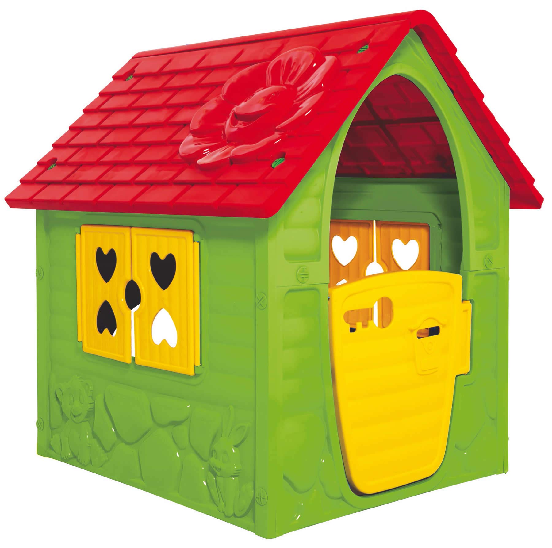 Dohany Spielhaus grün rot Kinderspielhaus Gartenhausmit Rutsche120 cm Indoor Outdoor +2J