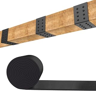 LFUTARI 5ft Faux Wood Beam Strap - Flexible Gap Hiding Strap for Ceiling Beams, Rustic Metal Look, 2.36" Wide Self-Adhesive