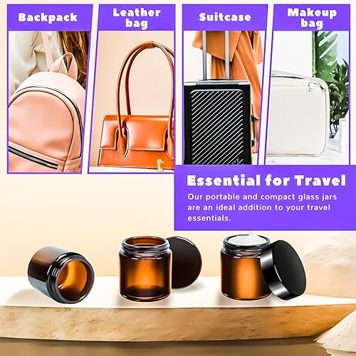 Miniatura 32 de MotBach Paquete de 3 tarros de vidrio de 16 onzas con tapas, recipientes redondos de vidrio transparente de 16.2 fl oz, tarros de maquillaje, tarro