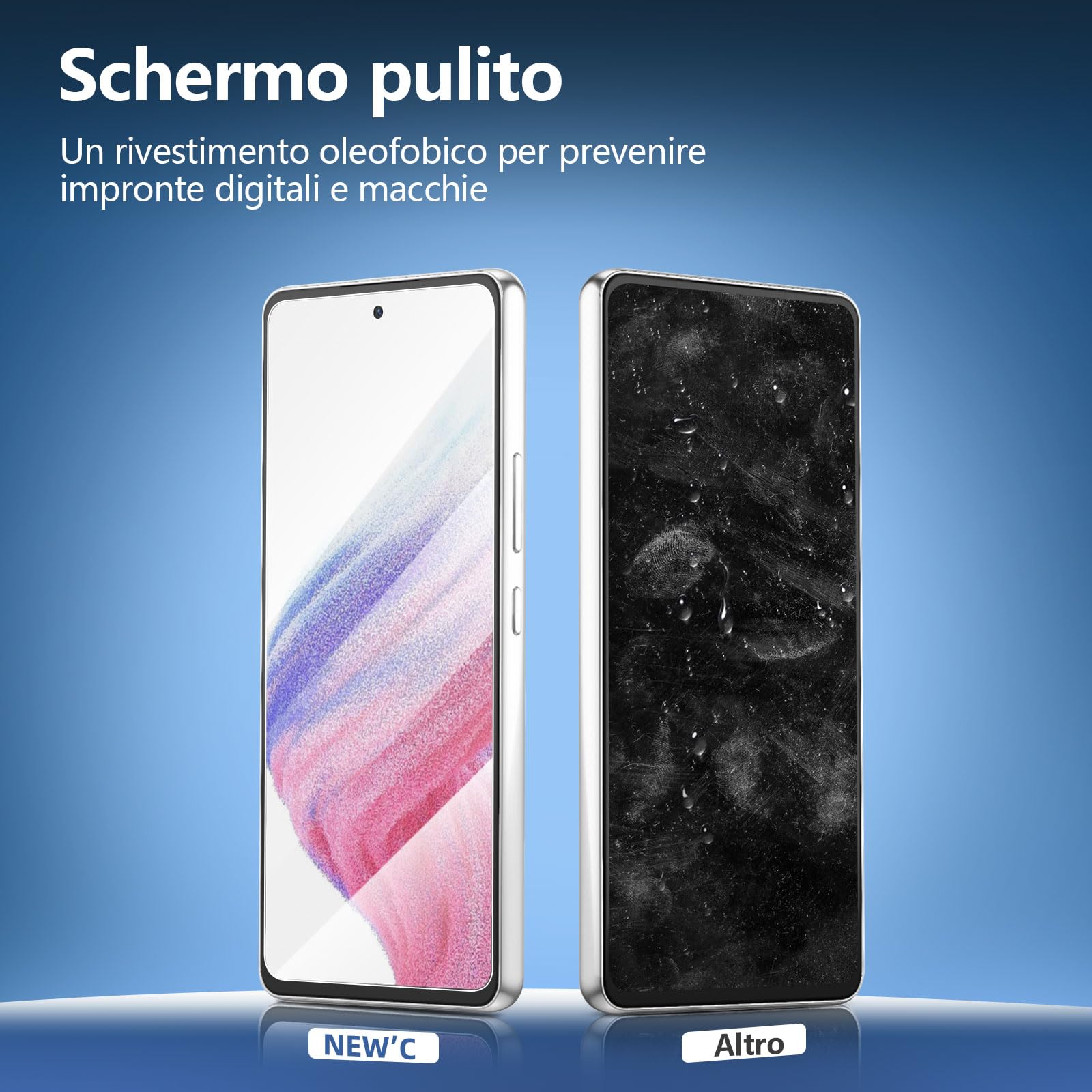 NEW'C 3 Pezzi, Vetro Temperato per Samsung Galaxy A53 5G, Pellicola Prottetiva Anti Graffio, Anti-Impronte, Senza Bolle, Durezza 9H, 0,26mm Ultra Trasparente, Ultra Resistente