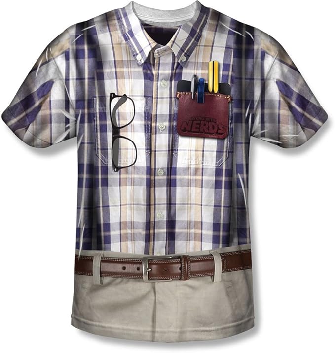 Revenge Of The Nerds Mens Nerd Costume TShirt, XXXLarge, White