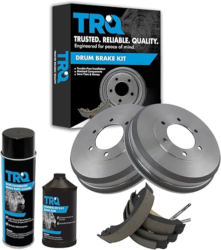 TRQ Kit de tambor de freno trasero y zapata con fluidos compatibles con Colorado Canyon i-280 i-290 i-350