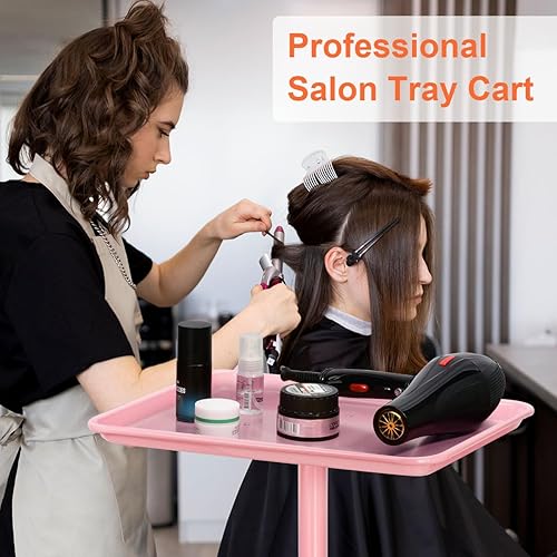 Vista 13 de Bandeja para salón de belleza, bandeja de aluminio de alta calidad, bandeja rodante de salón de oro champán, carrito utilitario de altura ajustable