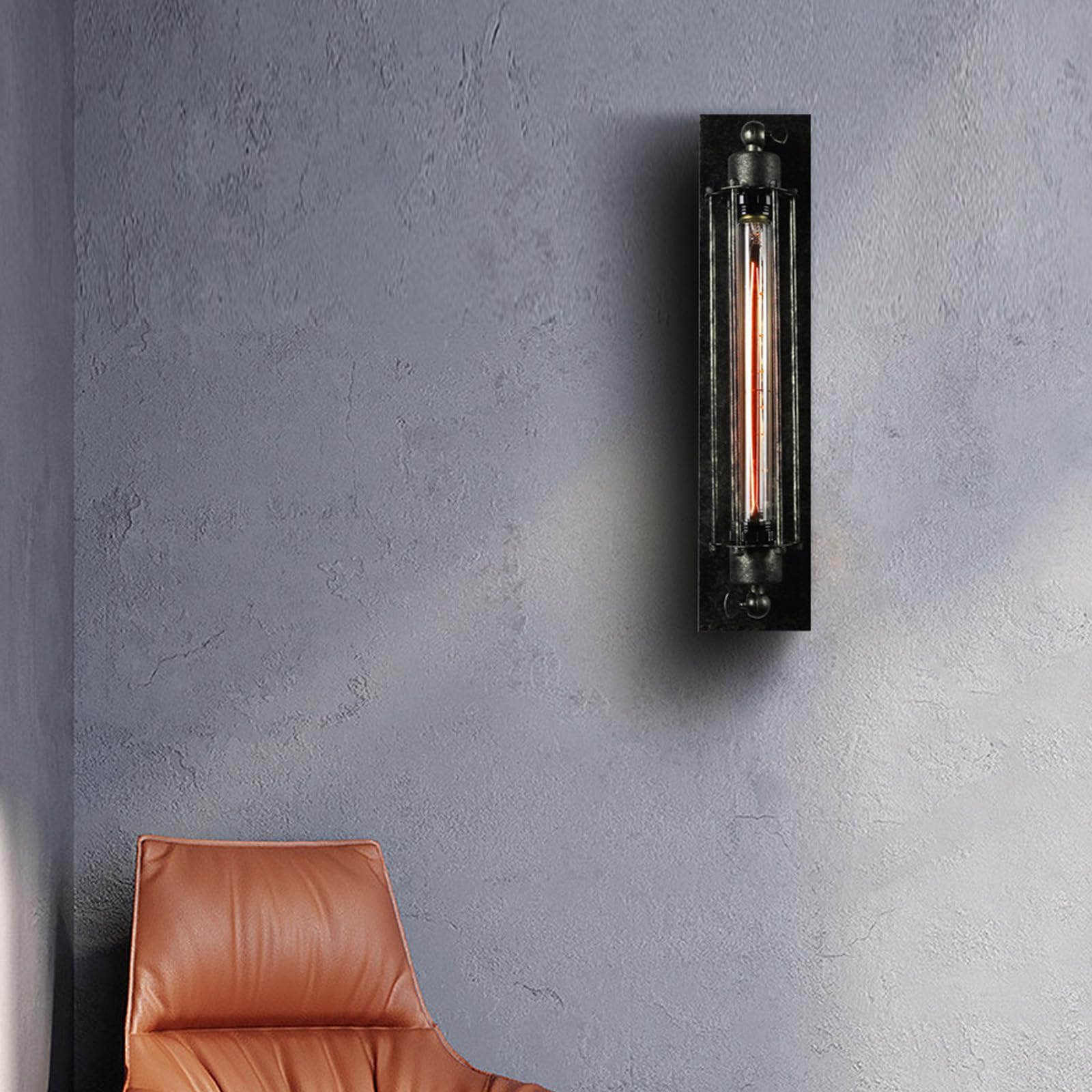 Wandlampe LED Vintage Industrial Design Wandleuchte Innen Wandbeleuchtung Querflöte Dekorativ Wandleuchten Drahtkäfig für Schlafzimmer Wohnzimmer Esszimmer (Schwarz Silber,Warmes Licht)