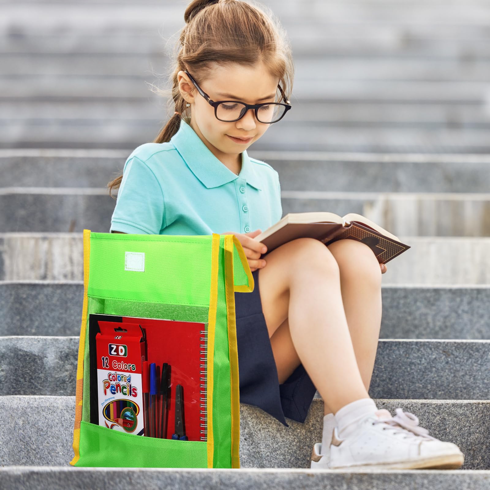 Qilery Schulbedarfs-Set, Schulbedarf, Großpackung, inklusive Büchertasche, Taschen, Notizbücher, Bleistifte, Lineale, Schere, Radiergummi und mehr, für Studenten, Lehrer, Schule, Klassenzimmer,