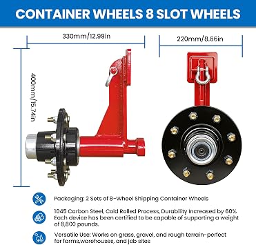 2-Pack 8-Lug Container Wheel Kit, Red