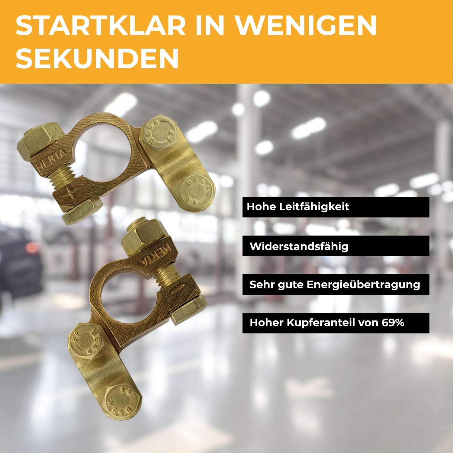 10 Paar Premium Batteriepolklemmen Polklemmen aus hochwertigem Kupfer für Autobatterie Bootbatterie Wohnmobilbatterie Ladegerät bis 24V Batterie Klemmen