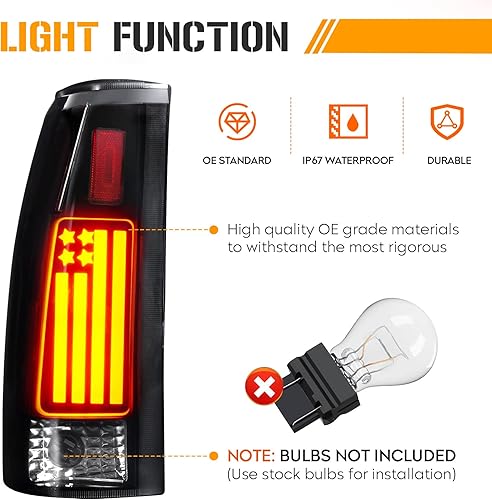 Miniatura 7 de Youxmoto Kit de 3 luz de freno LED + luces traseras para Chevy GMC Silverado Sierra CK 1500 2500 3500 1988-1999, modelos Blazer de tamaño completo