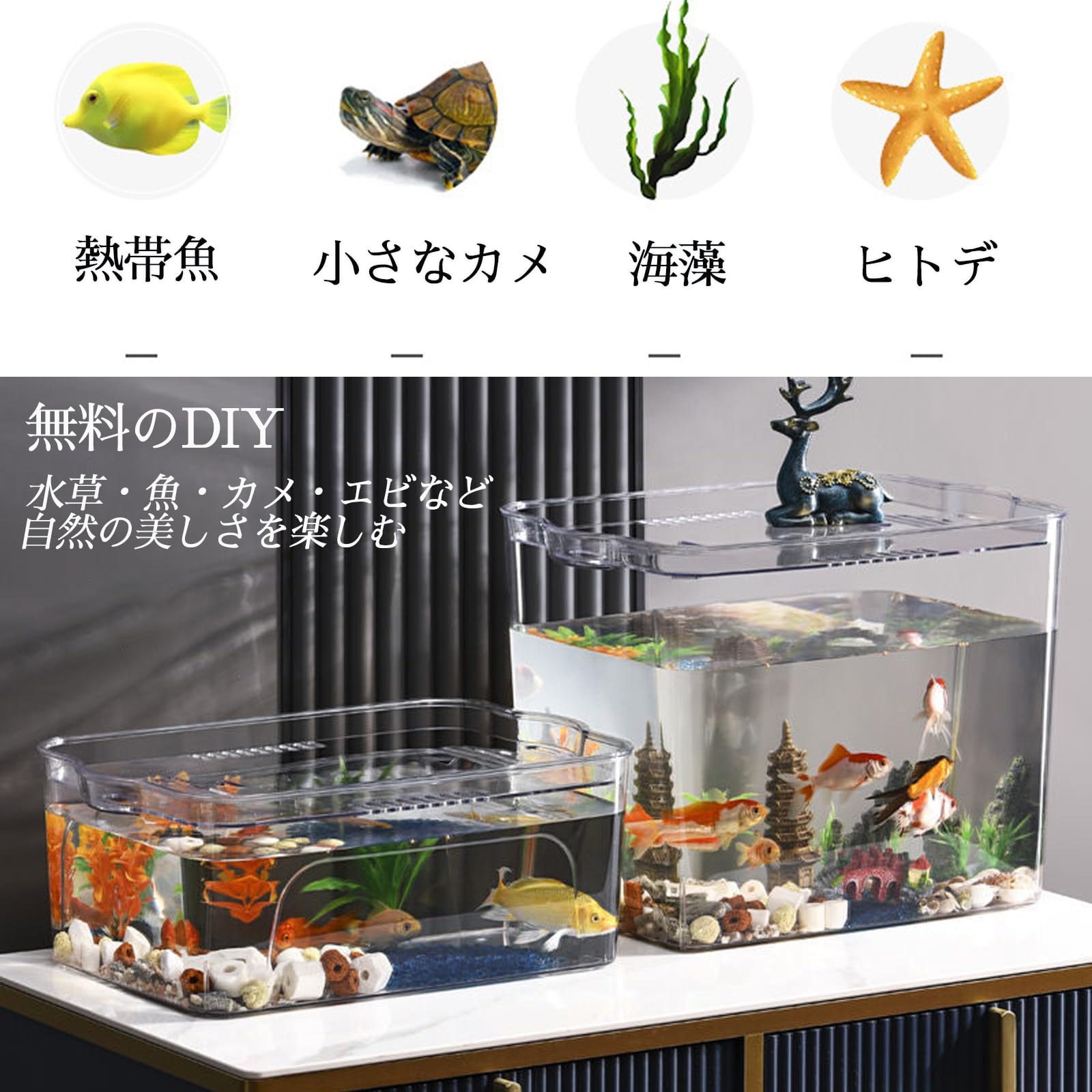 Amazon | 金魚鉢 水槽 透明 金魚鉢 おしゃれ 金魚鉢