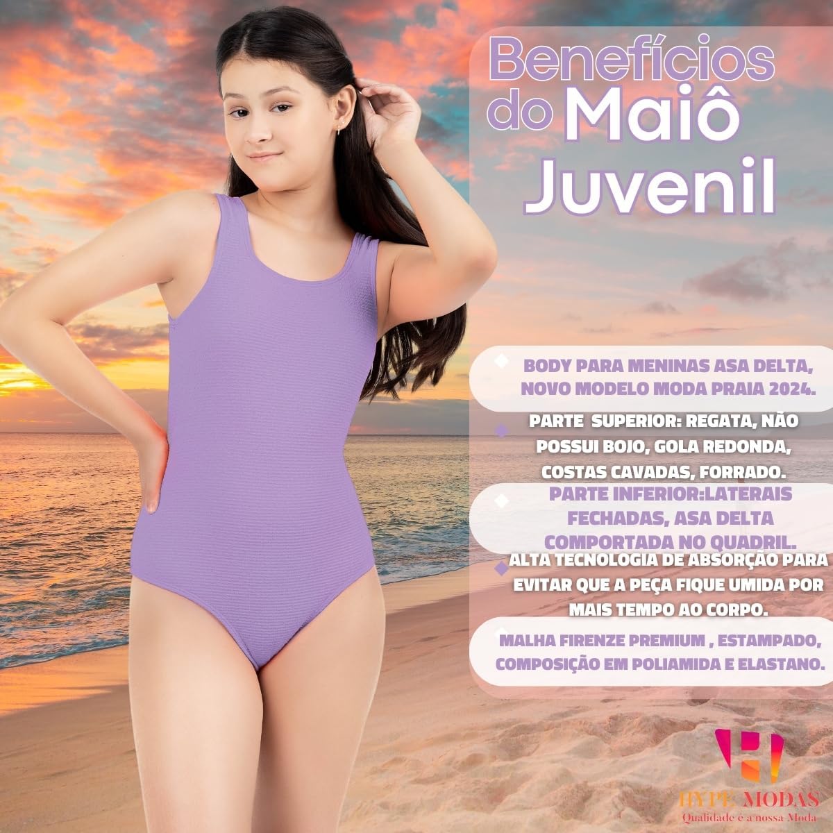 Maio Adolescente Juvenil Firenze Solar Piscina Praia Cores Zero Transparência Confortável Proteção UV Livre Movimentação Poliamida Criança Jovem Menina